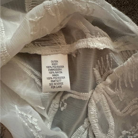 Dana Buchman Off White Sheer Button-Up Blouse - Picture 12 of 13